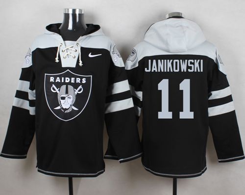 Nike Raiders #11 Sebastian Janikowski Black Player Pullover NFL Hoodie - Click Image to Close